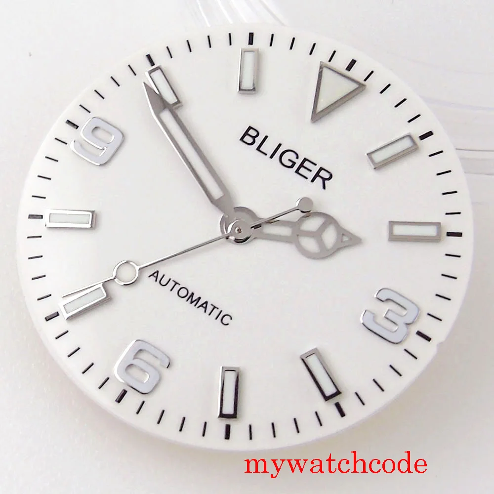 29 мм Bliger часы циферблат лицо руки зеленые светящиеся отметки для NH35 NH36 MIYOTA 8215 821A ETA