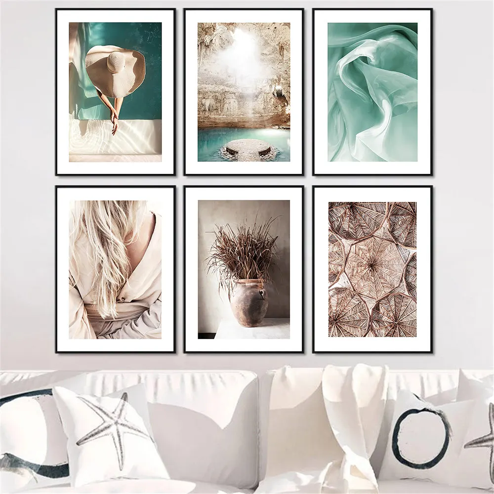 

Плакат для бассейна и девушки, летняя пещера, пейзаж, настенная Картина на холсте, печать сена, постер с сексуальной женщиной, настенные карт...