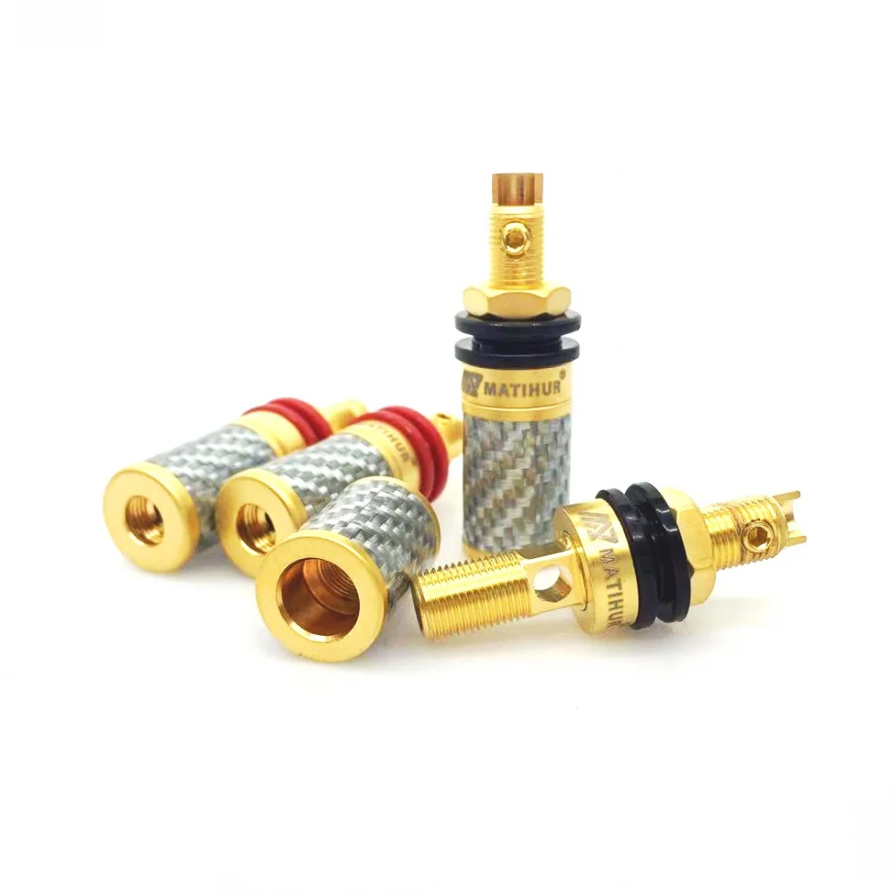 MATIHUR Carbon fiber 99.99% Pure Copper Gold Amplifier Speaker Terminal Binding Post XS2 | Электроника