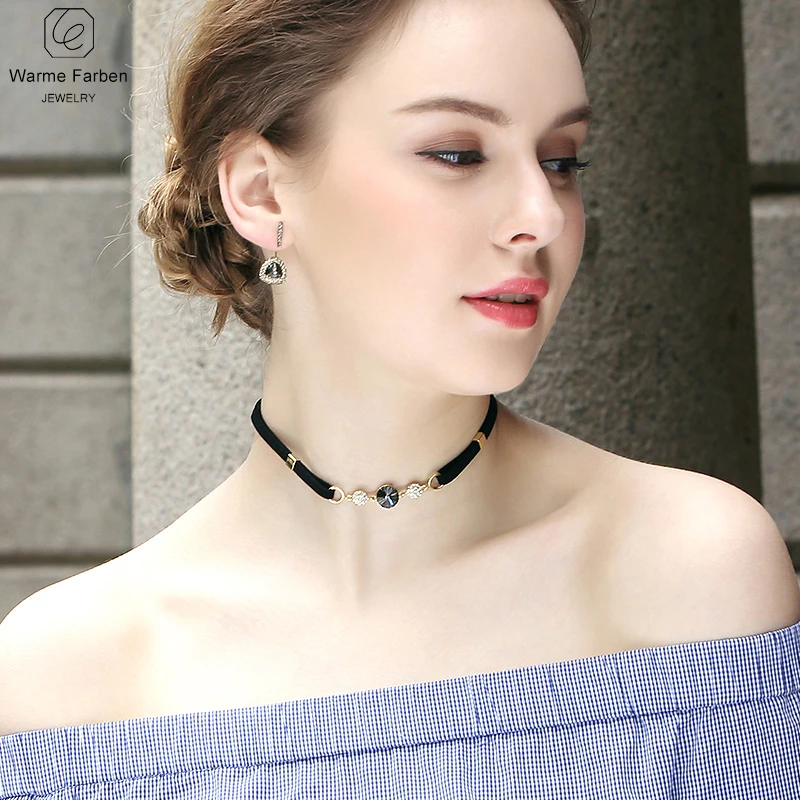 Украшенное кристаллом Сваровски женское ожерелье Богемия Стиль ожерелье-чокер с