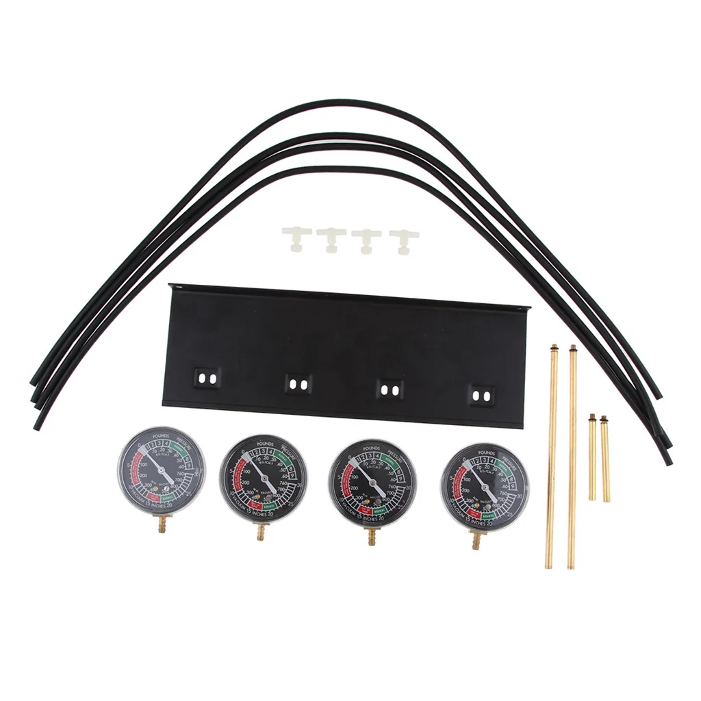 

4Pcs Gauge 1 Set Universal Carburetor Vacuum Gauge Synchronizer Tool with Rubber Hose, Adapters, Mounting Plate