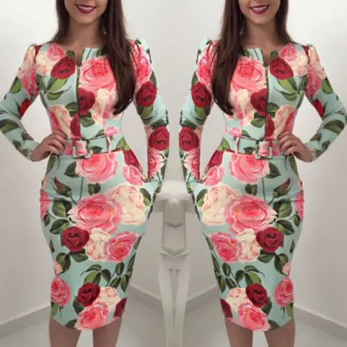Новое поступление пикантные женские Цветочный принт облегающее платье с