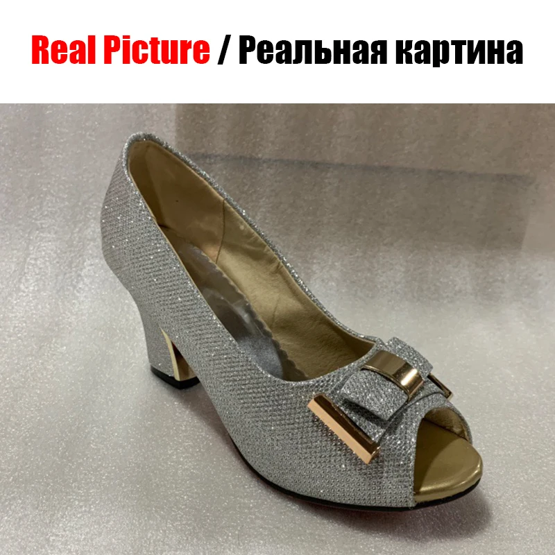 BONJOMARISA/большие размеры 32-43; летние туфли-лодочки на высоком каблуке с открытым носком и бантом; элегантная женская обувь из органической кожи