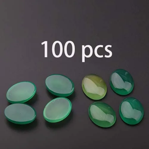 100 pcs Натуральный камень эллиптической формы зеленый Агат Кабошон без отверстий бусины для изготовления самодельные Украшения, Аксессуары бусины - Color: 100 pcs