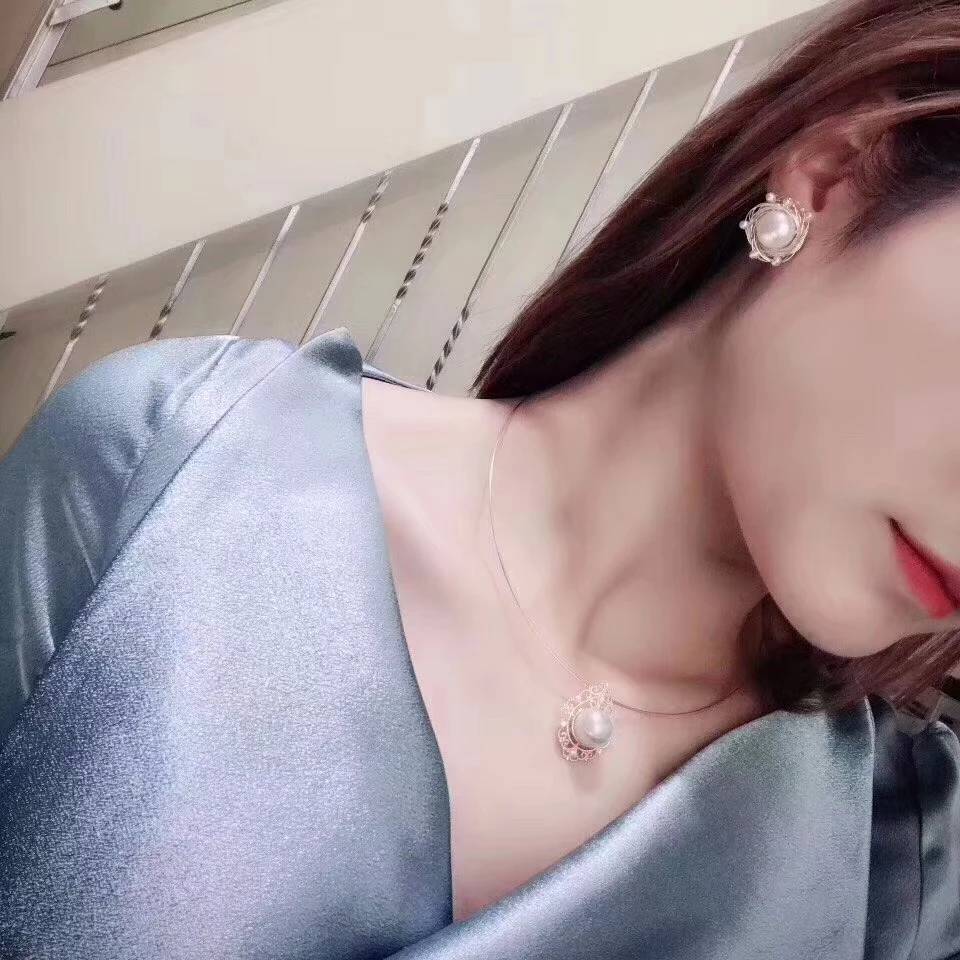 ANI 14K рулонные Золотые женские серьги гвоздики с пресноводным белым жемчугом