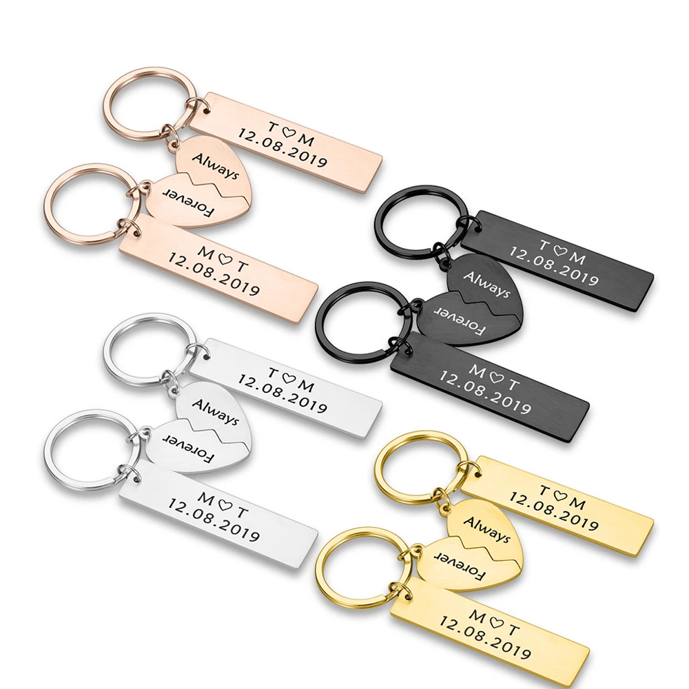 

Брелок для ключей с сердцем для мужчин и женщин, персонализированный подарок в стиле бойфренда, для влюбленных, для мужа, жены, подруги