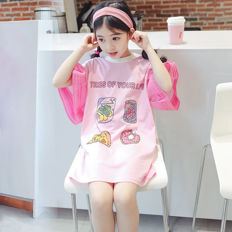 Футболка для девочек Мультяшные футболки топы Bttoming летние детские блузки милое