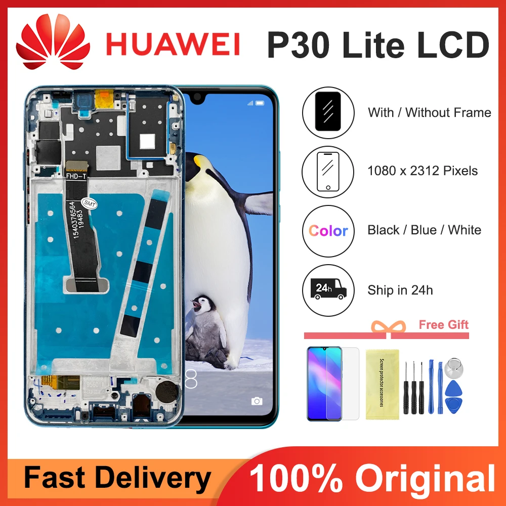 Оригинальный ЖК-дисплей 6,15 дюйма с рамкой для HUAWEI P30 Lite, ЖК-дисплей, экран для HUAWEI P30 Lite, экран для Nova 4e MAR-LX1 LX2 AL01