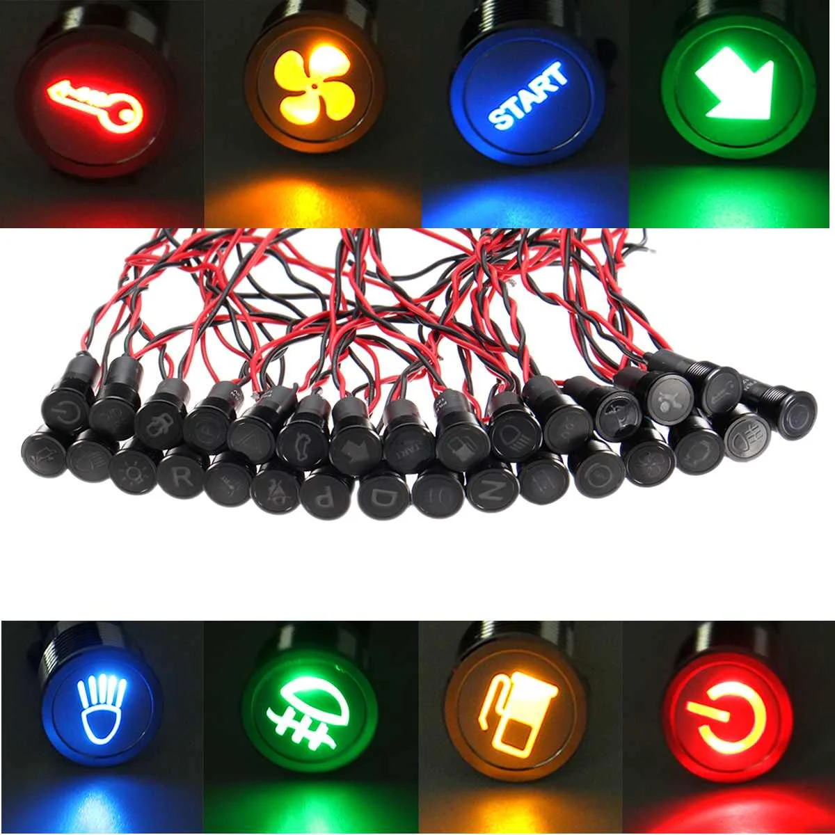 

12V 16mm Metal LED Dash Panel Warning for Pilot Light Indicator Signal Lamp Turn Light Waterproof Universal for Car Boat Truck