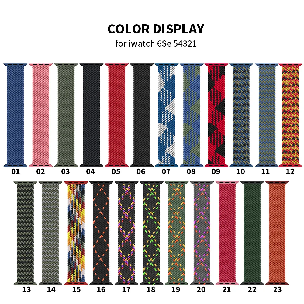 

Fabric Braided Solo Loop Strap For Apple Watch Band 6 Se 5 44mm 40mm Nylon Elastic Belt Bracelet to iWatch Series 4321 38mm 42mm