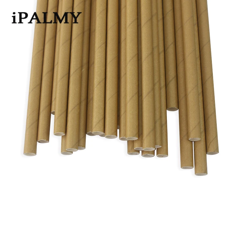 Ipalmay 200 штук коричневые крафт-бумажные биоразлагаемые трубочки питьевые