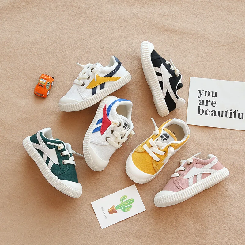 

Spring Autumn New Striped Children's Sports Shoes Breathable Boys Girls Casual Shoes Fashion Candy Color Children's Canvas Shoes