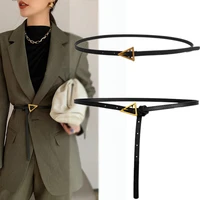 women belts luxury brand casual pu leather vintage belt ladies golden triangle buckle womens trousers waistband western style