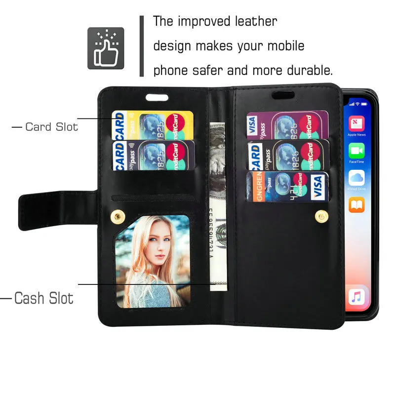 Роскошный чехол на молнии для Samsung Galaxy A30 A50 A70 A10 A20 A40 A50S A30S A20E кожаный бумажник M10 M20
