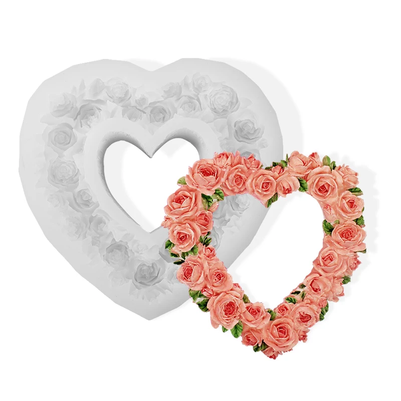 

Rose Garland Form Heart Silicone Mold Fondant Mold for Wedding Cake Decorating Valentine's Gift DIY Love Chocolate Dessert