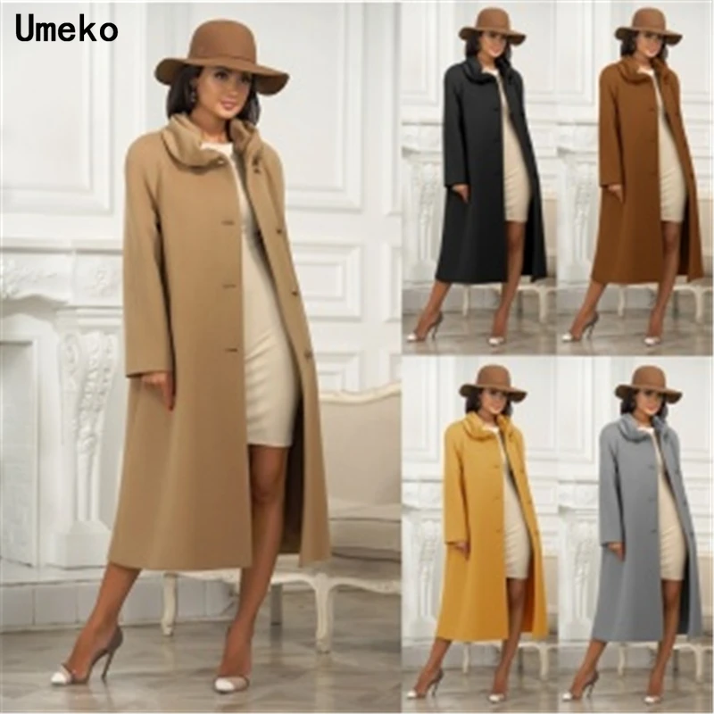Новое зимнее женское пальто Umeko повседневное шерстяное Женское с отложным