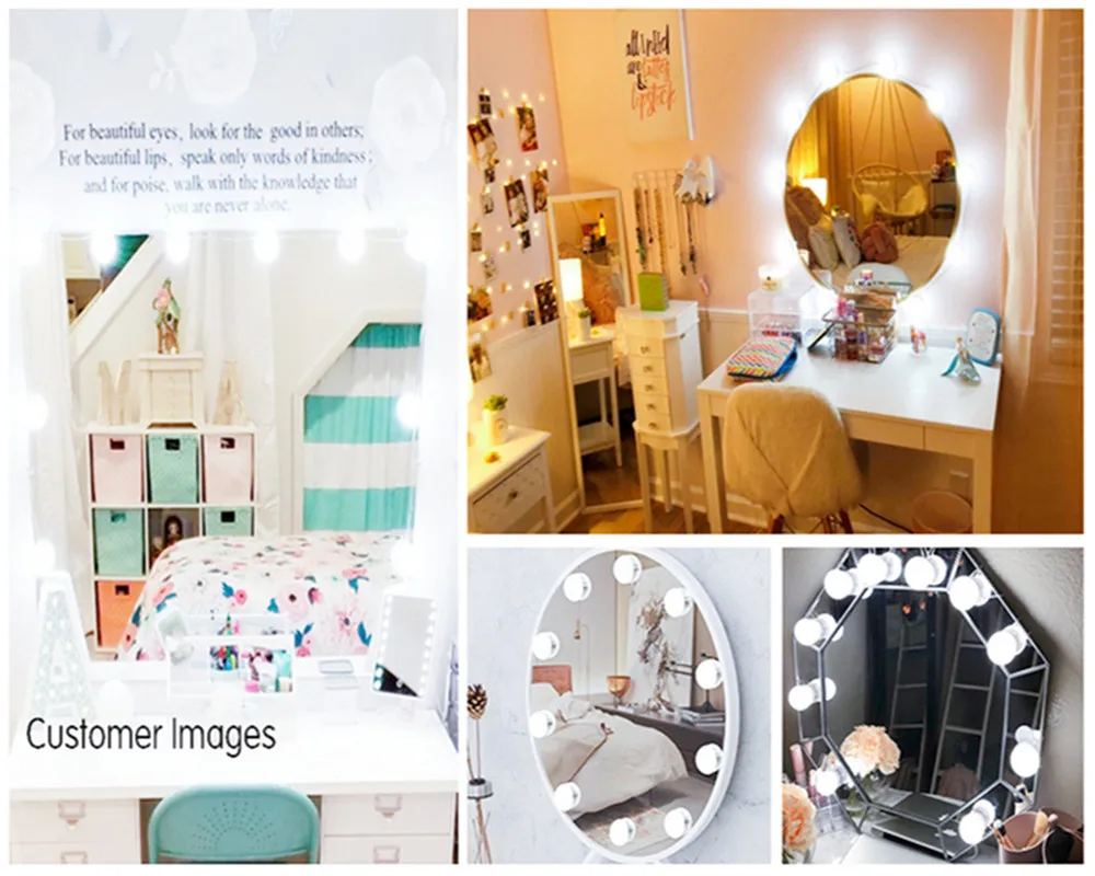 5V Hollywood Makeup Mirror Light Bulbs USB Charging Dimmable Touch Control Vanity Lights for Table Bathroom Wall | Лампы и освещение