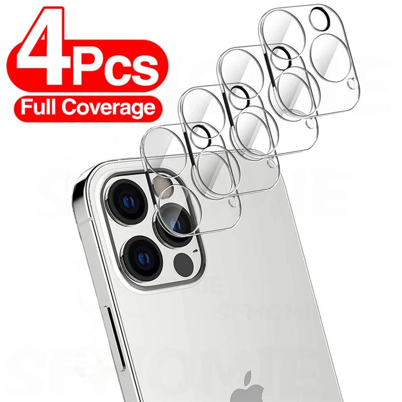 

4Pcs Full Cover Camera Lens Protector on For iPhone 13 12 11 Tempered Glass For iPhone 11 12 13 Pro Max XR X Camera Protector