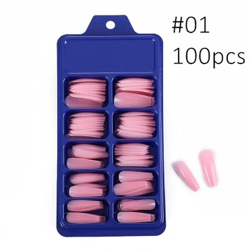 Накладные ногти 100 шт./кор. Длинные накладные для французского маникюра акриловые