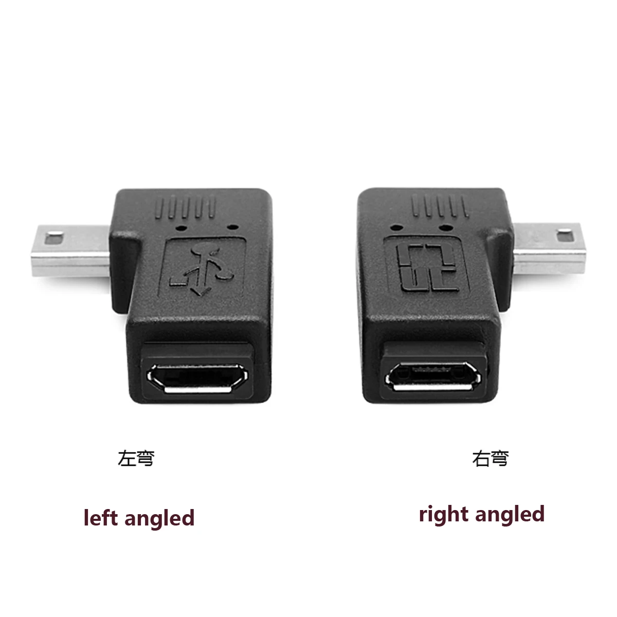 Переходник Mini USB (штекер)/Micro (гнездо) под углом 90 градусов для синхронизации