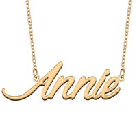 annie name necklace for women stainless steel jewelry 18k gold plated nameplate pendant femme mother girlfriend gift