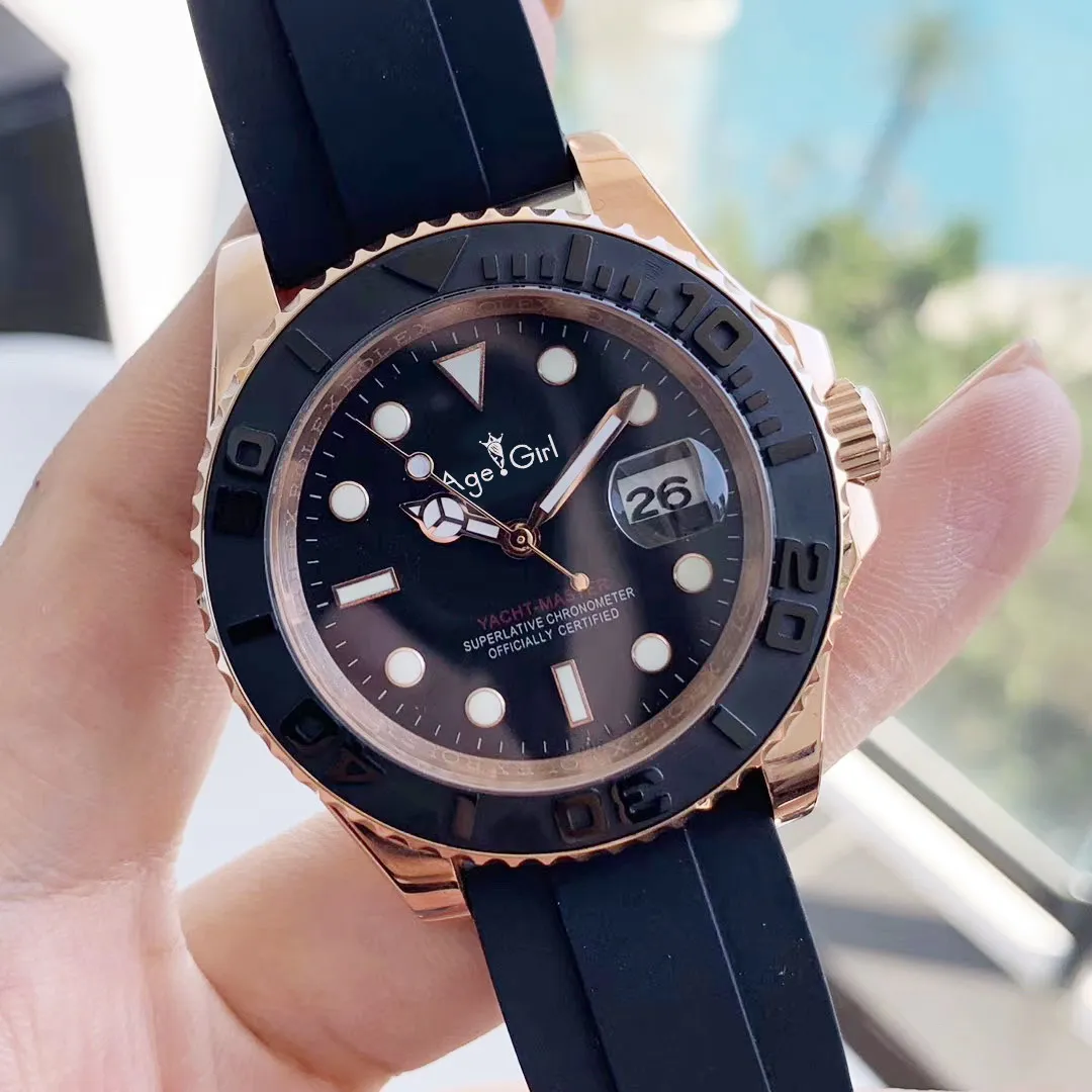 

Classic New 2019 Black Rubber Oysterflex Yacht Ceramic Men Silver Blue Rose Gold Watch Automatic Mechanical Stainless Steel 40mm