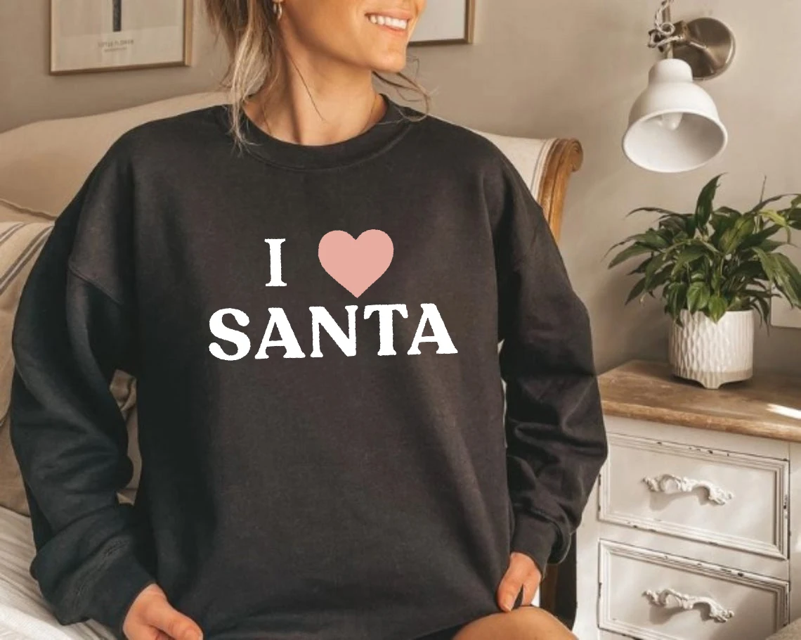 

I Heart Santa Unisex Sweatshirt Christmas Women Outdoors Matching Street Style Hoodies Gifts for Her