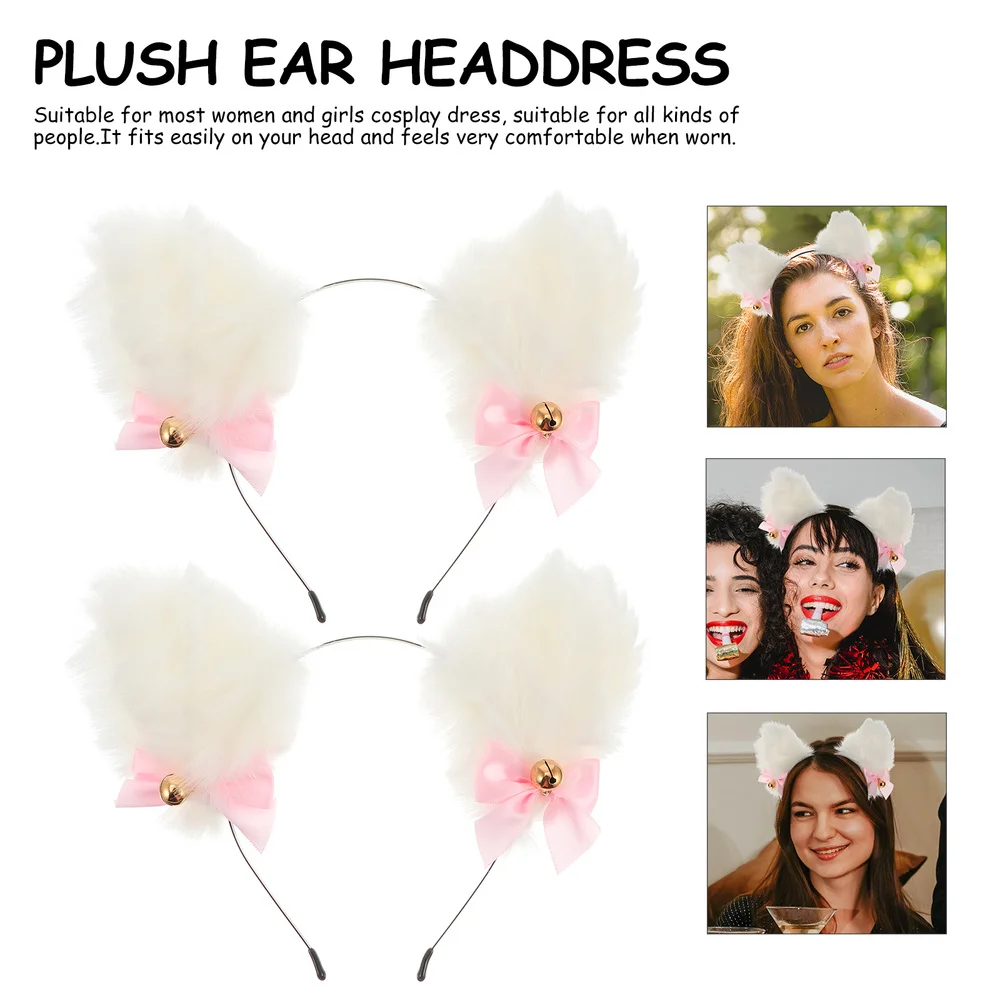 

2pcs Lovely Fox Ear Hair Hoop Cosplay Party Hair Hoop Plush Ear Headdress