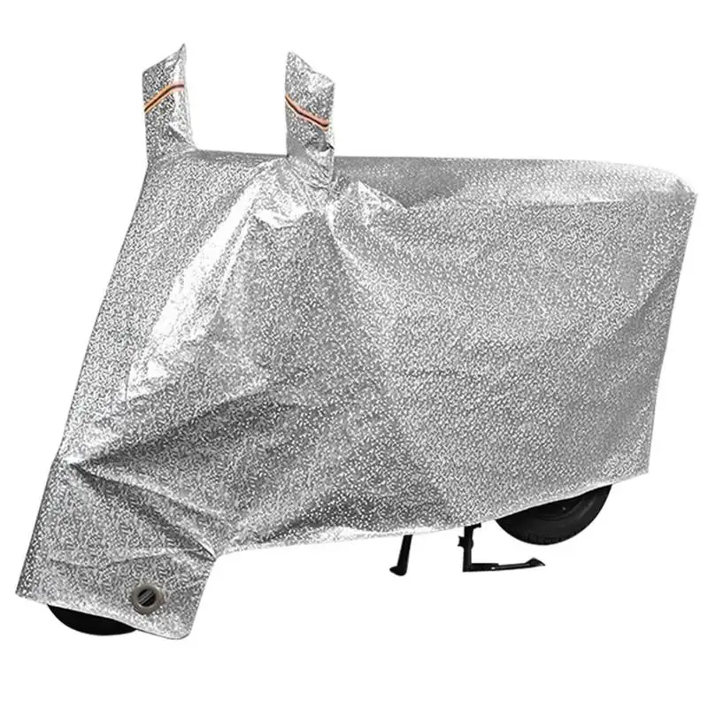Серебряный чехол для мотоцикла со светоотражающими полосками пыленепроницаемый