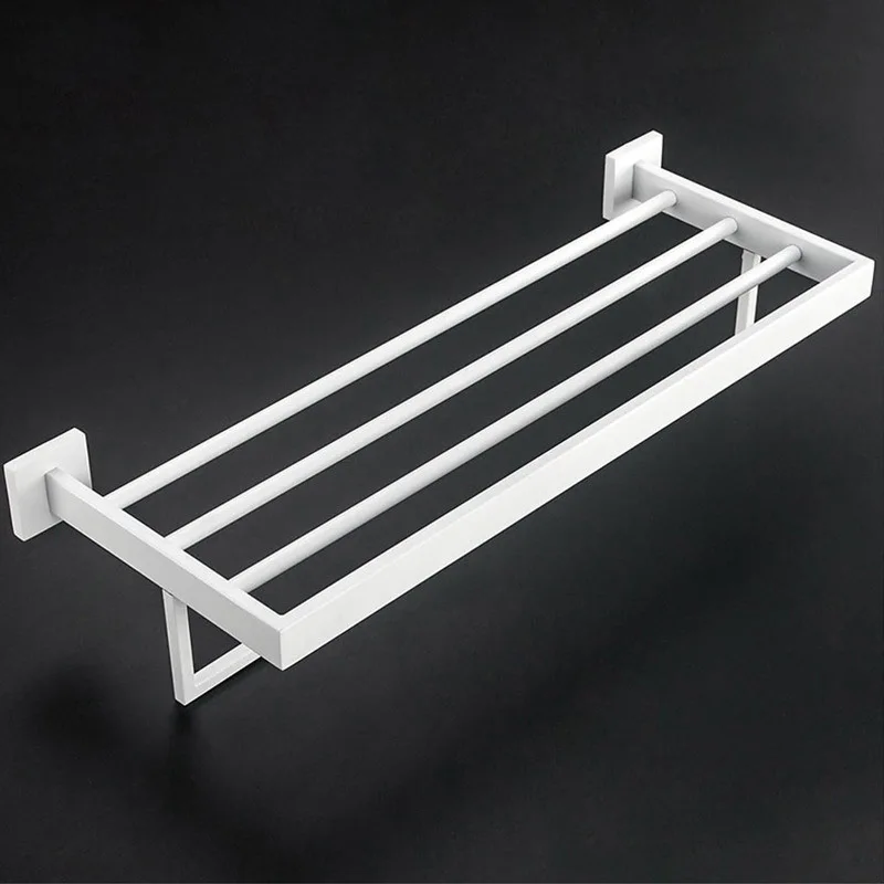 Набор белых аксессуаров для ванной комнаты Q7 Полка полотенец из нержавеющей