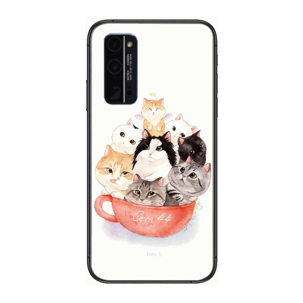 

Cat phone case Cute Domineering President Fan Frosted anti-drop plus Phone Case Hull For Huawei Honor 8 9 10 20 30 A S Lite