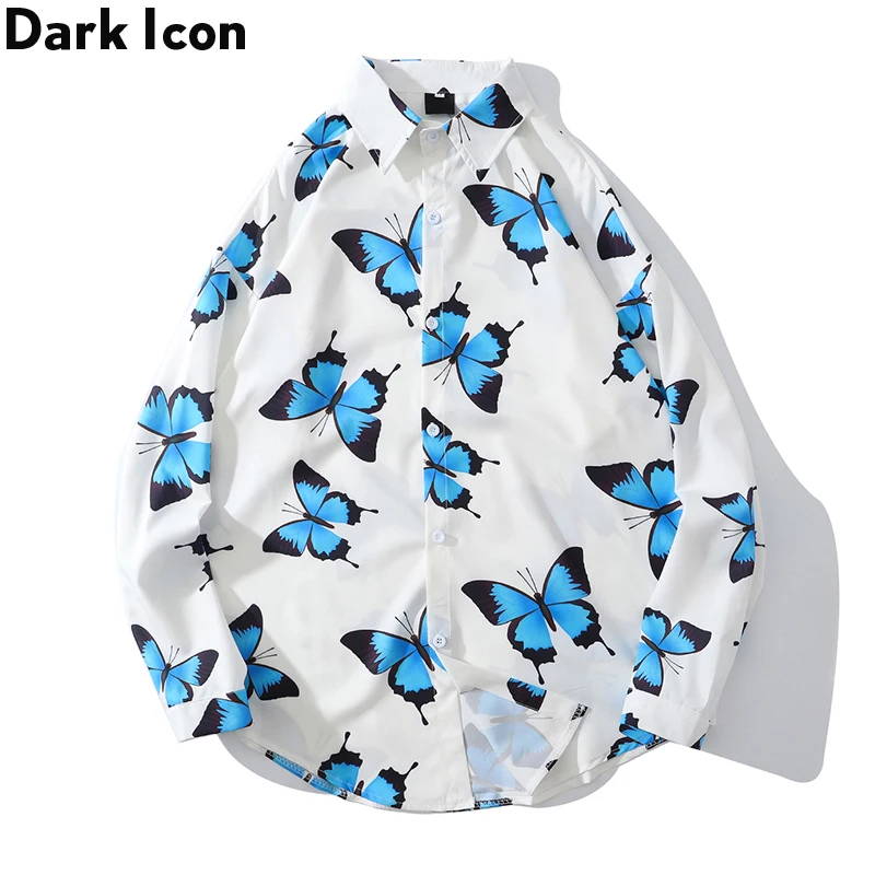 Мужская рубашка с длинным рукавом и отложным воротником | одежда