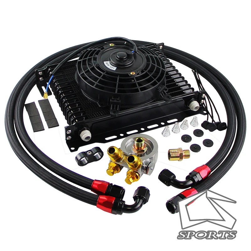 15 рядов комплект масляного радиатора с термостатом адаптера фильтра + 7 дюймов