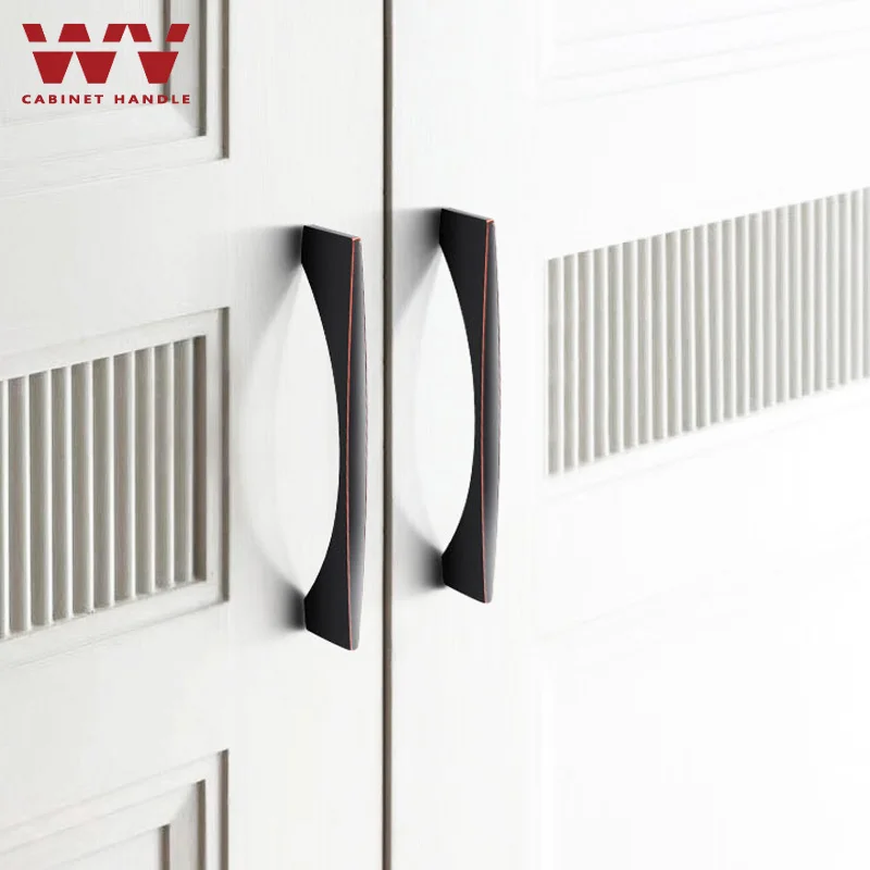 Ручки для кухонных шкафов WV 128 мм черные бронзовые из цинкового сплава дверей