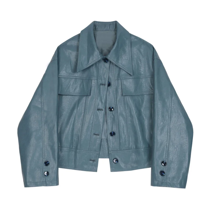 осенняя популярная кожаная женская куртка полупальто 2019 свободная