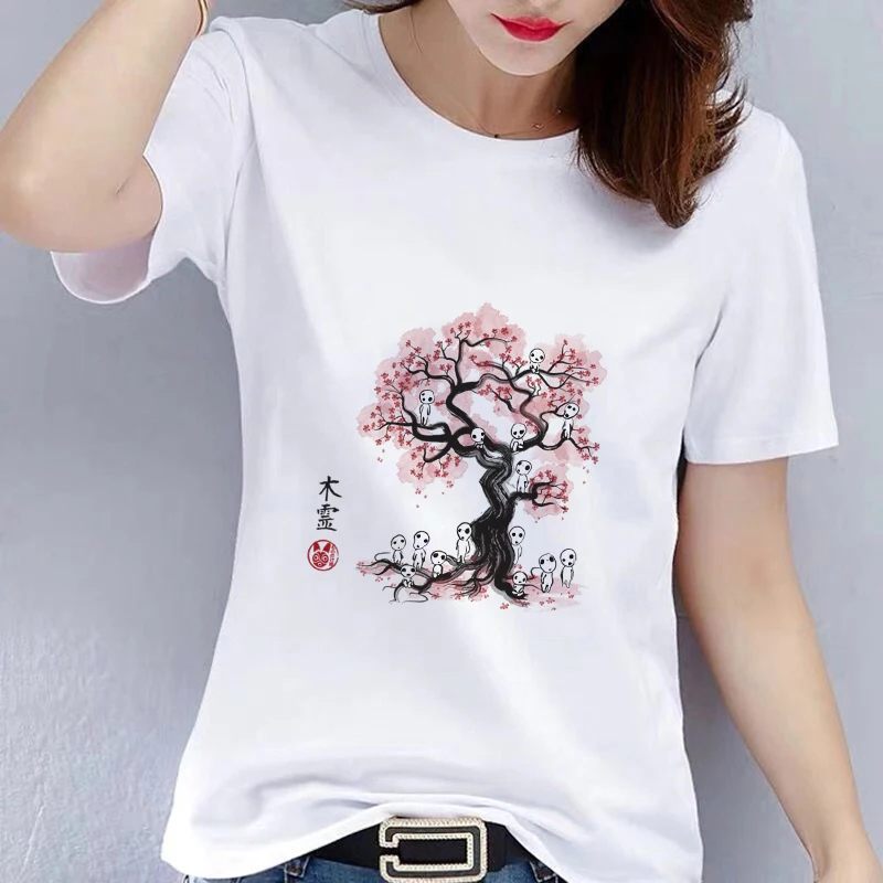 

New Funny Totoro T Shirt Women Tees Female Spirited Away T-shirt Studio Ghibli Tshirt Japanese Anime Graphic Harajuku Womens