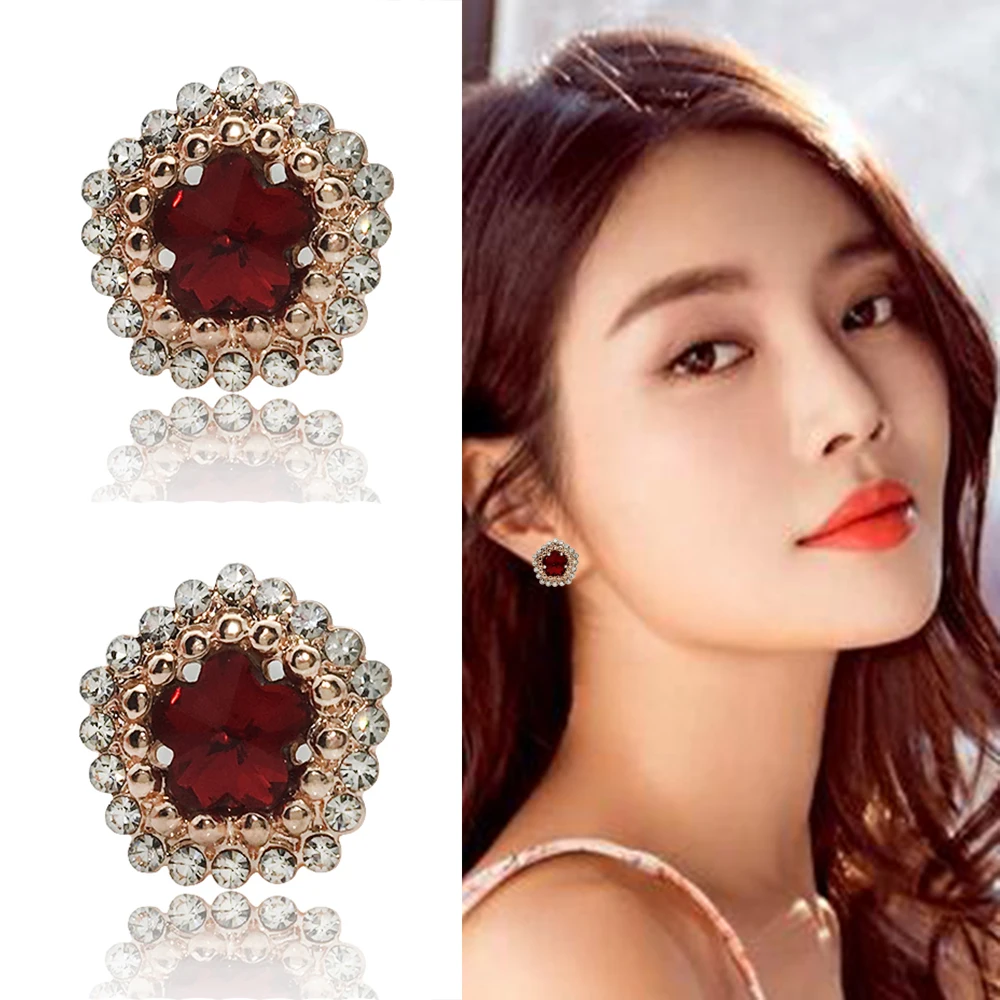 Женские серьги-клипсы красные большие стразы Ювелирное Украшение в европейском
