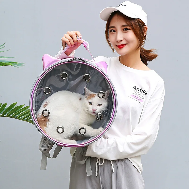 Portable Cat Carrier Bag Breathable Transparent Pet Handbag Bag Travel Carrying Cats Transport Backpack Pet Accessories
