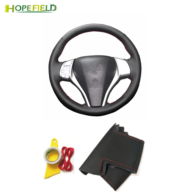 

Чехол на руль из натуральной кожи, Прошитый чехол с резьбой для Nissan Teana Altima 2013-2016 X-Trail T32 2017 2018