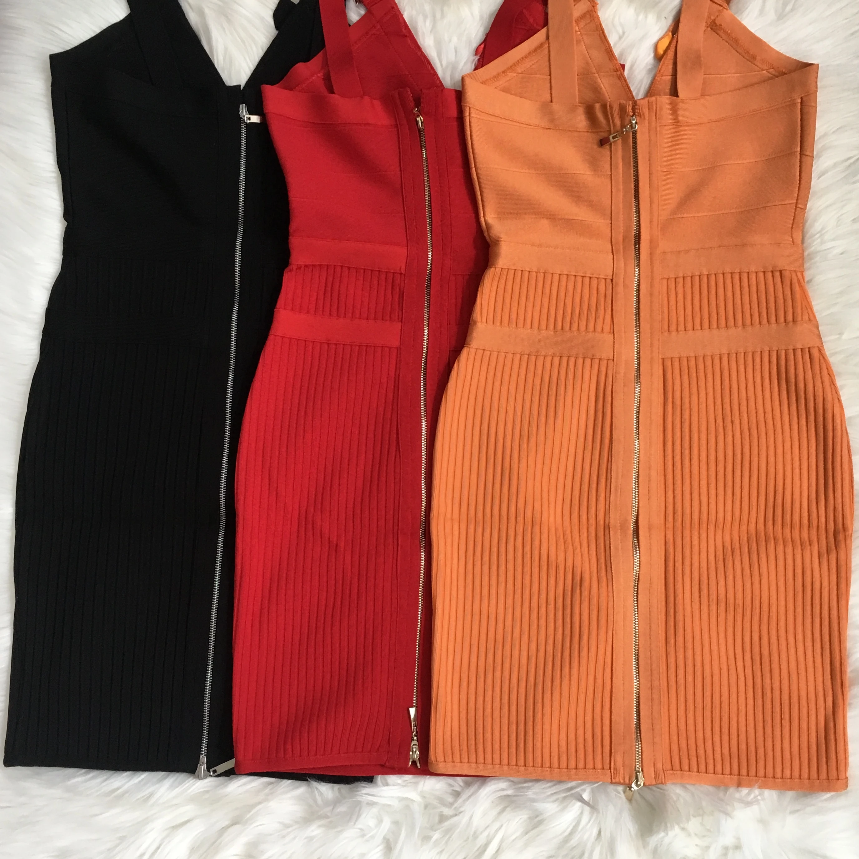 Высокое качество Цвет оранжевый красный сексуальное женское платье с v-образным