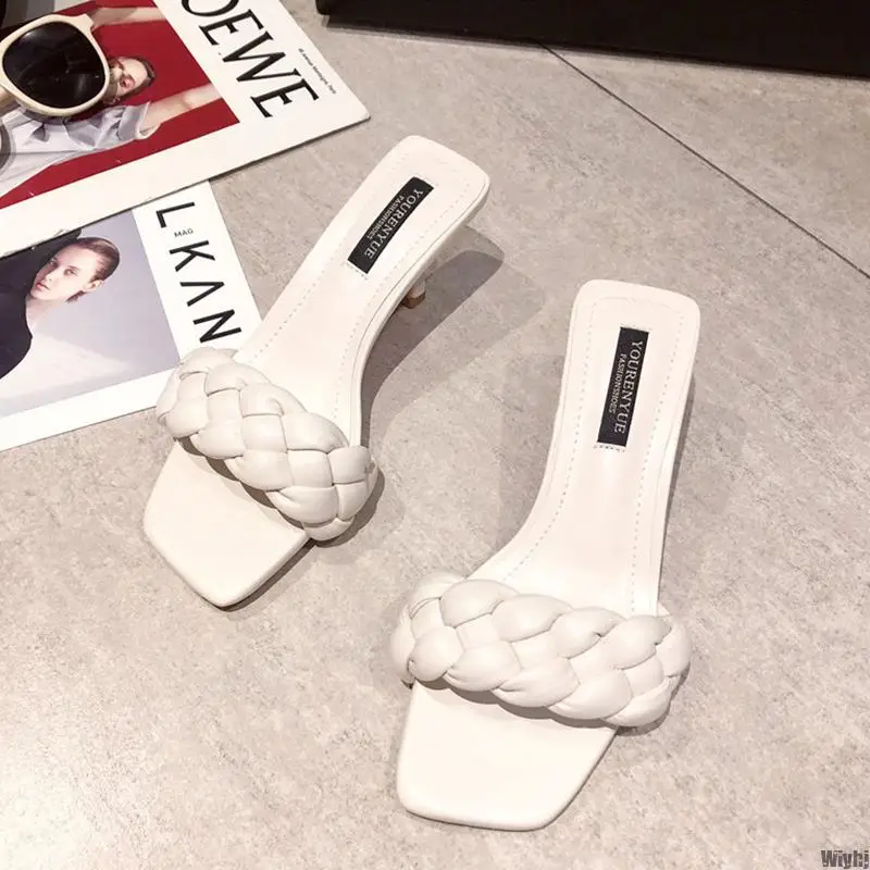 Сандалии женские на тонком высоком каблуке босоножки с квадратным носком