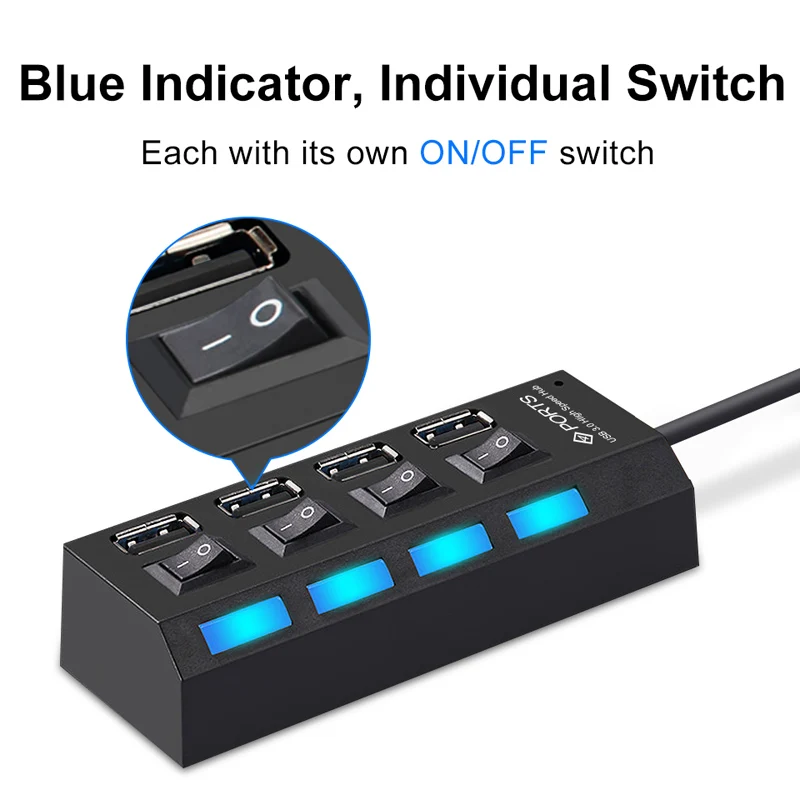 Usb-хаб 7 портов USB 3 0 сплиттер с питанием конвертер C расширитель для ПК компьютера