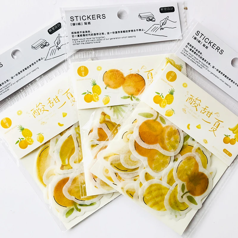 

45 pcs /Pack Yellow Fruits Pineapple Banana Paper Stickers Decorative Album Diary Hand Account Decoration