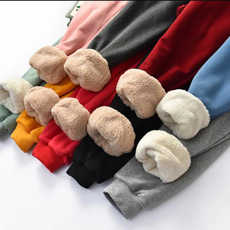 

Winter Warm Harem Pants Plus Size Thick Lambskin Cashmere Women Pants Casual Elastic Waist Loose Sweatpants Cotton Trousers