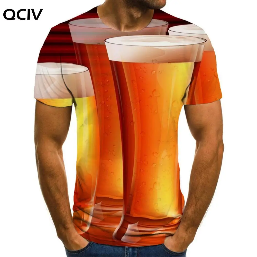 

QCIV Beer T shirt Men Harajuku Shirt Print Hip Hop Tshirts Casual Novel Anime Clothes Mens Clothing Hip hop Casual Tops Slim
