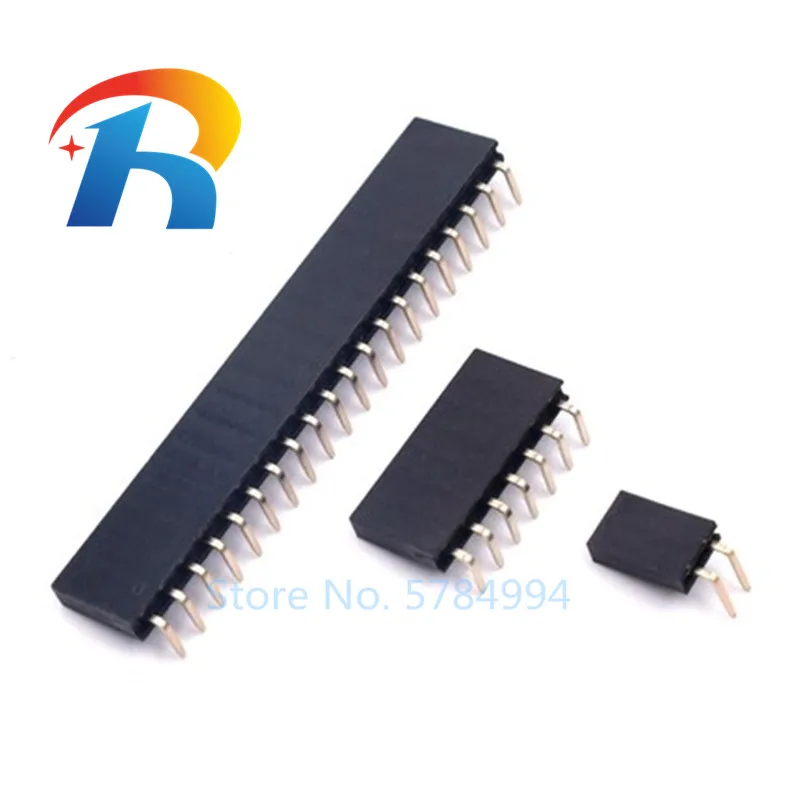 

10PCS 1X2/3/4/5/6/8/10/40 Pin Single Row Right Angle Female Pin Header 2.54MM Pitch Strip Connector Socket