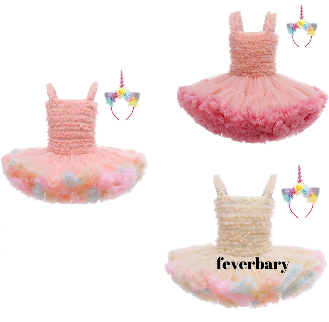 

Платье-пачка Радужное для девочек, детское фатиновое платье-пачка для праздника, дня рождения, вечеринки