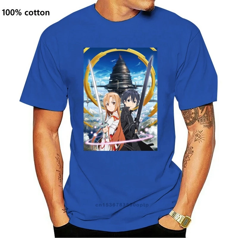 

Новинка 2021, Мужская футболка с изображением меча из онлайн-аниме, постер для ТВ-шоу, размер S-2Xl, футболка большого размера d