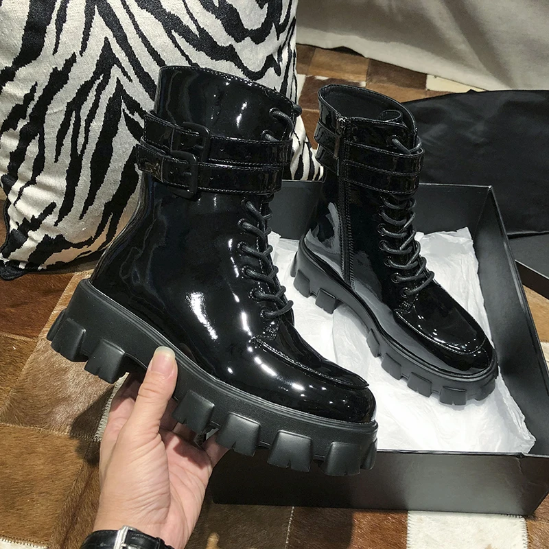 Зимние ботинки на платформе красивые женские кожаные Bota Feminina Botas Mujer ботильоны в