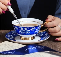 fashion chinese style blue and white ceramic coffee cup domestic drinking utensils dish bone china
